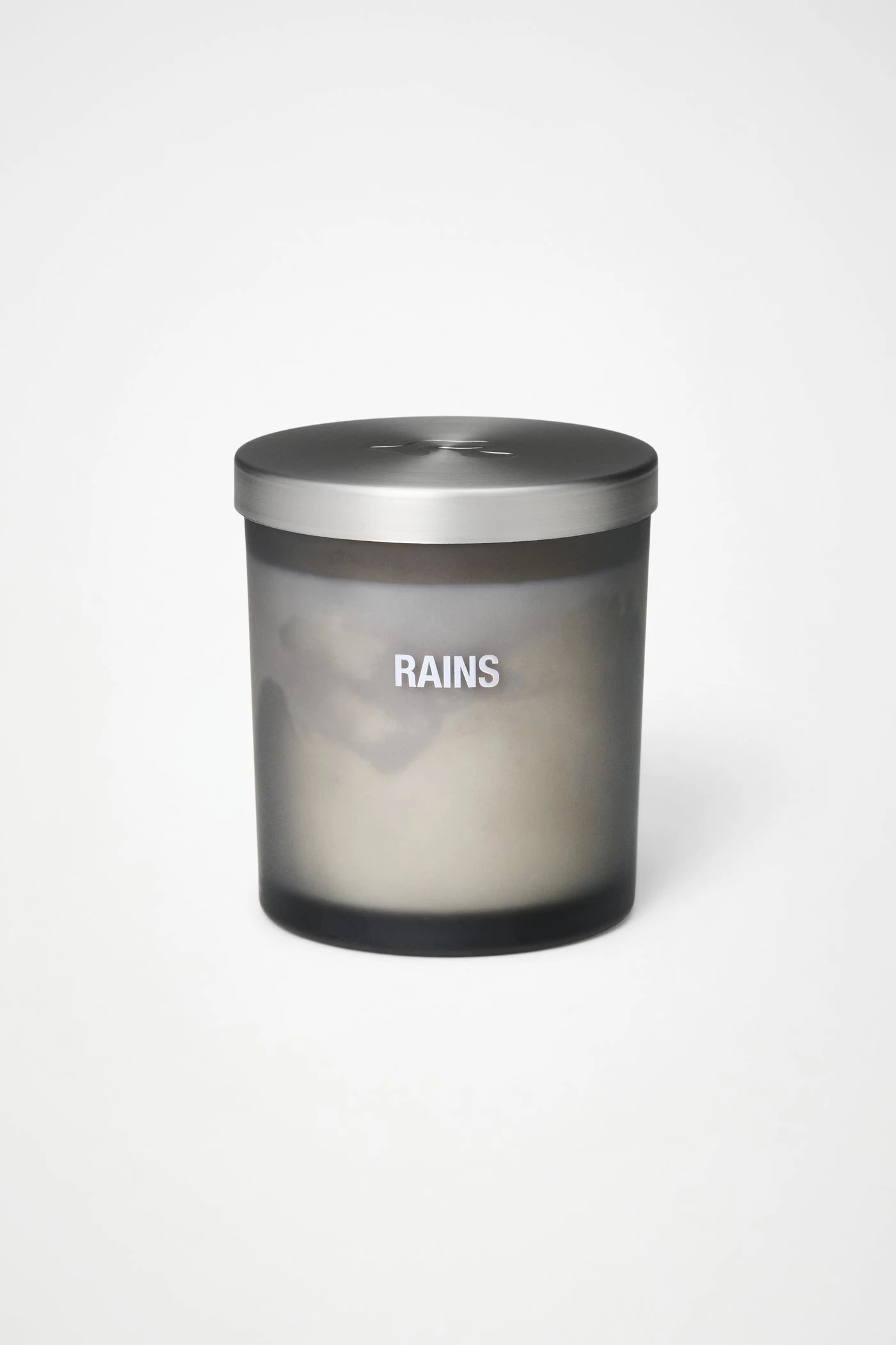 Rains Petrichor Fire in frosted glass with aluminium lid