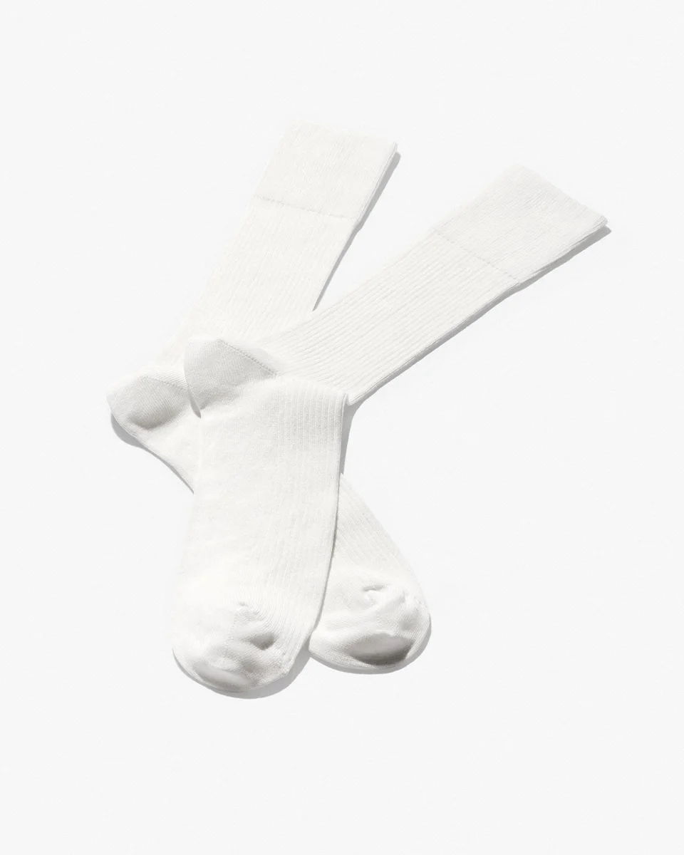 CDLP Cotton Rib Socks — White — source product photograph